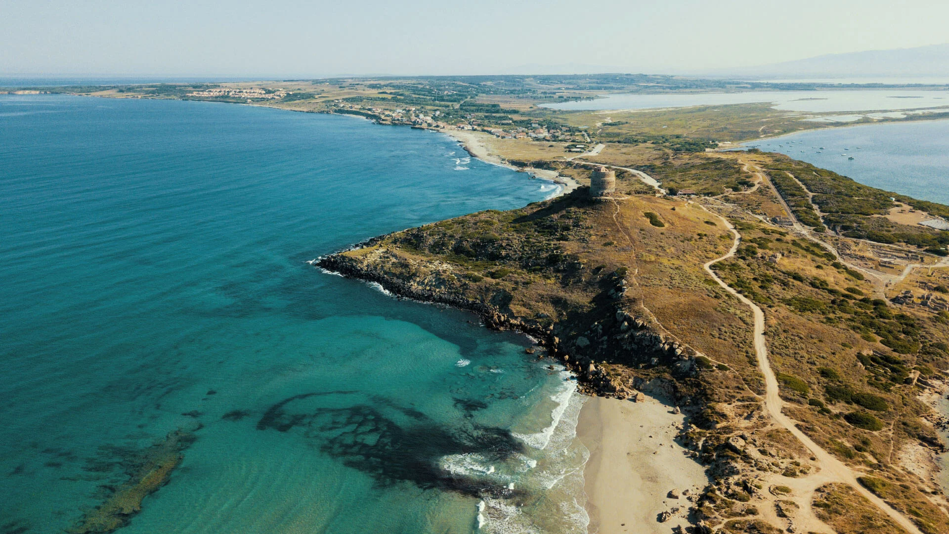 foto drone spiaggia di tharros sardegna beat fly